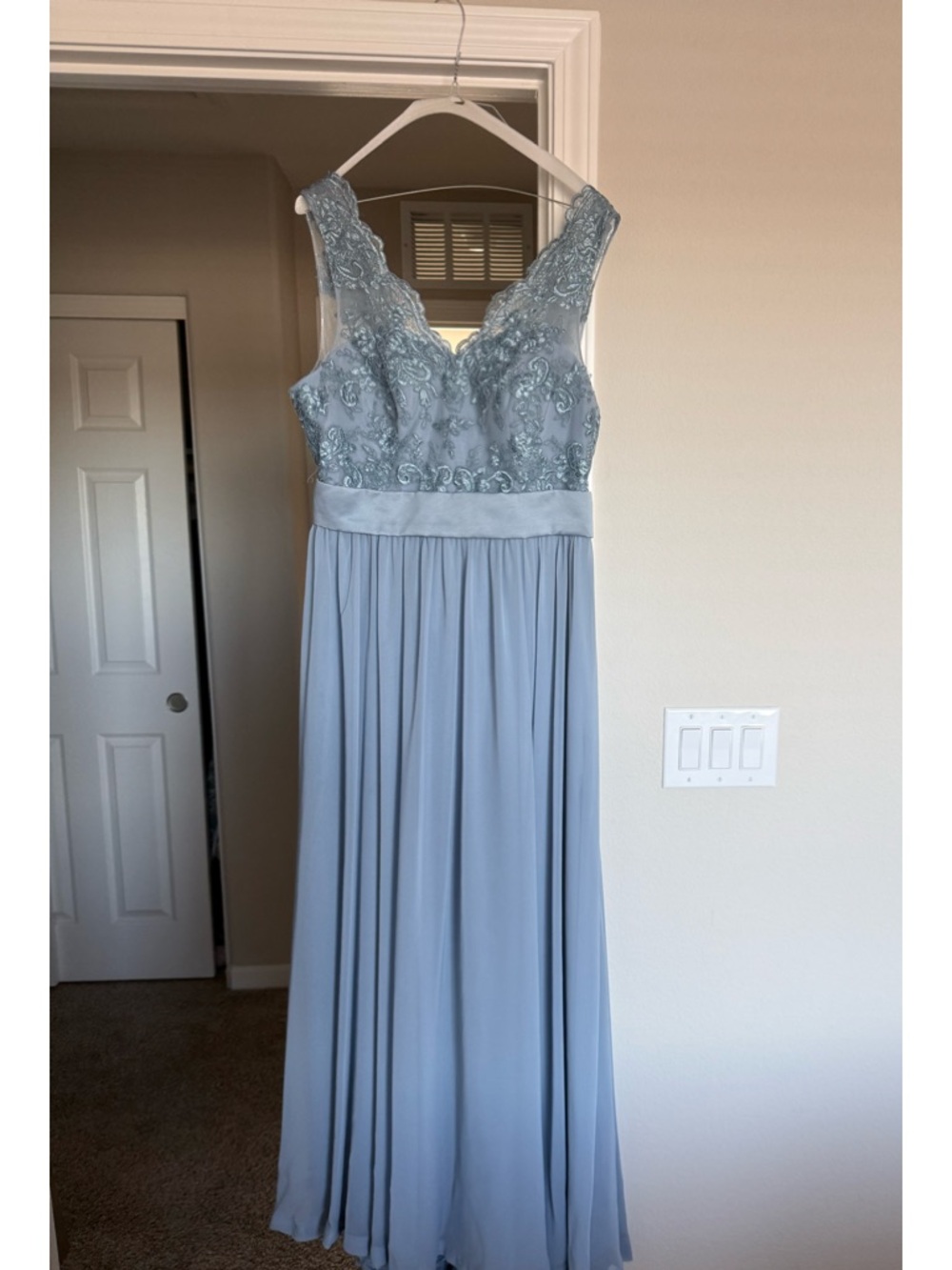 Elegant Sleeveless Lace Bodice Formal Dress in Light Blue from Azazie